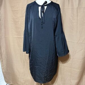 Old Navy Black Tie-Neck Shift Dress with Flared Sleeves
